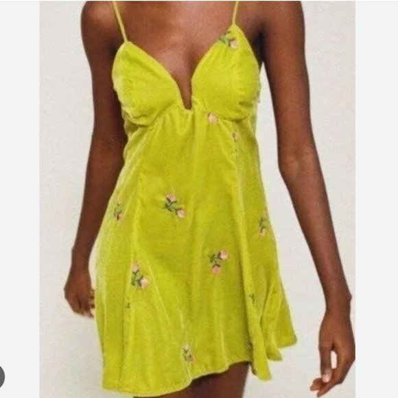 Urban Outfitters Ginger Velvet Embroidered Mini Dress - Picture 2 of 6